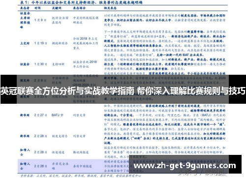 英冠联赛全方位分析与实战教学指南 帮你深入理解比赛规则与技巧